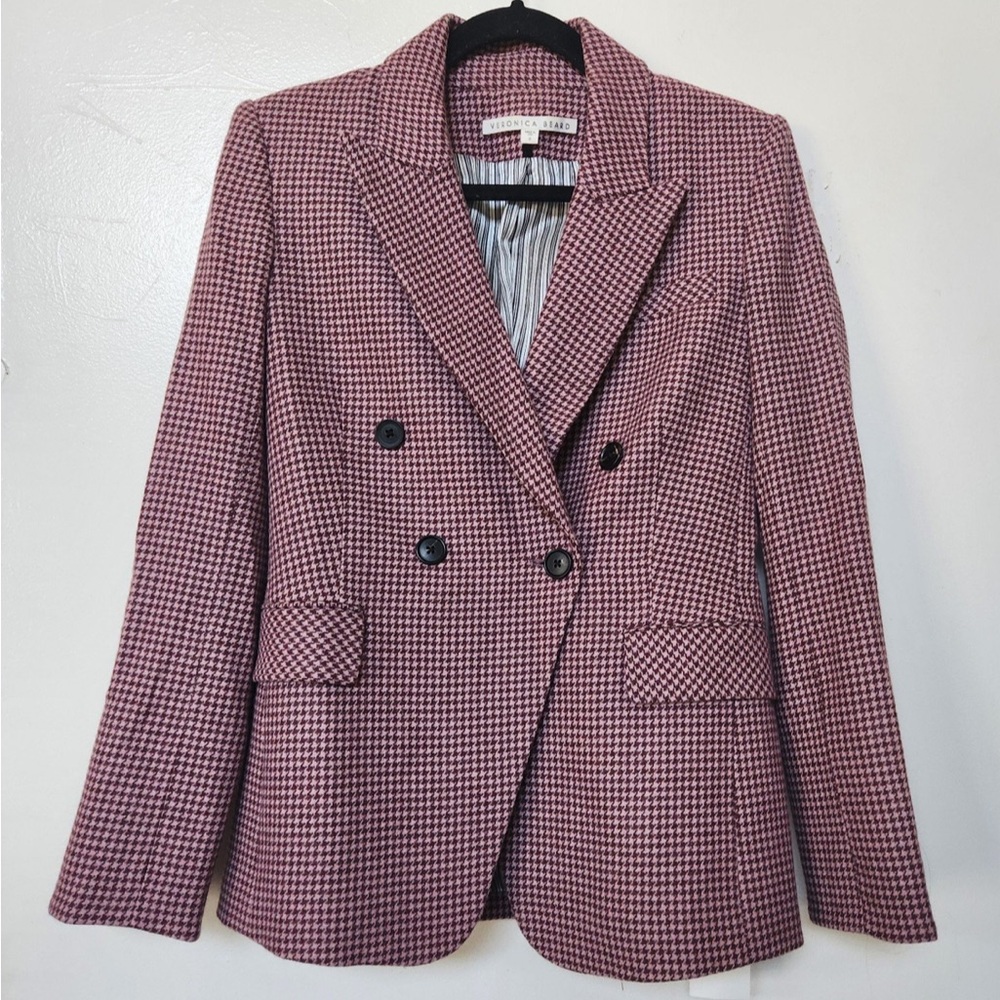 Veronica Beard Fahey Dickey Pink Houndstooth Blazer NWOT